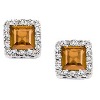 Citrine Earrings in White gold with 50 diamonds (0.13ct)