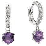 Amethyst Earrings in White gold with 34 diamonds (0.17ct)