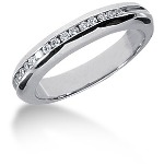 Palladium Side-Stone Engagement ring with 15 diamonds (0.15ct)