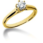 Yellow gold Solitaire with  0.5ct round, brilliant cut diamond