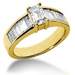 Yellow gold Side-stone ring with 13 diamonds (1.54ct)