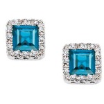 Topaz Earrings in White gold with 50 diamonds (0.13ct)