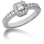 White gold Side-stone ring with 23 diamonds (0.47ct)